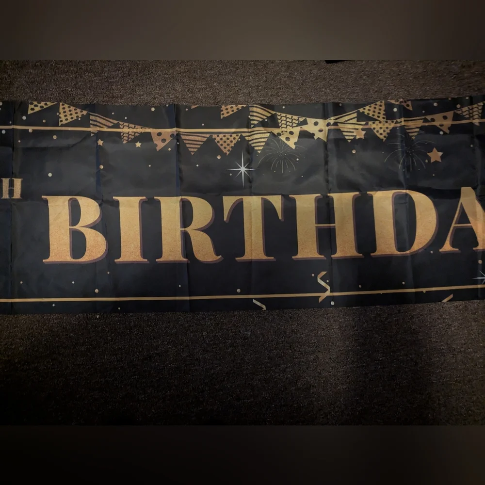 HAPPY 60TH BIRTHDAY Elegant Gold and Black Banner
